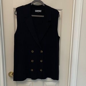 Marled Black double breasted sleeveless sweater/blazer